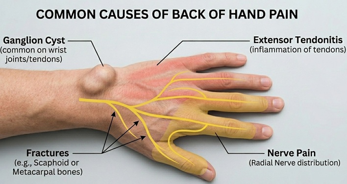 Pain In Back Of Hand Diagram: Common causes of back of hand pain and how to treat them