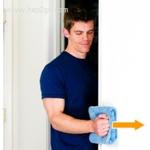 Static shoulder internal rotation to improve muscle strength following a rotator cuff tear/tendonitis.  Approved use www.hep2go.com