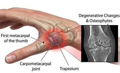 Thumb Joint Pain Causes: Thumb Arthritis is a common cause of pain in thumb joint. Find out about the causes, symptoms and treatment options