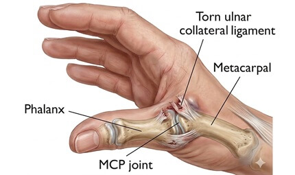 Thumb Pain Causes: Skier's Thumb. Find out about the causes, symptoms and treatment of thumb pain from UCL tears